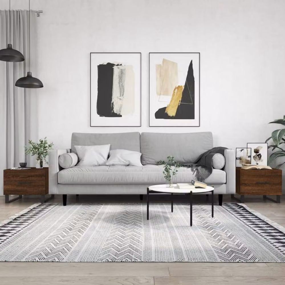 Berkfield Home Set of 2 Brown Oak Coffee Tables, W/D/H: 50 x 50 x 40 cm – 2