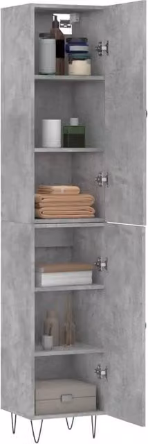 Berkfield Home Highboard in Concrete Grey, W/D/H: 34.5 x 34 x 180 cm
