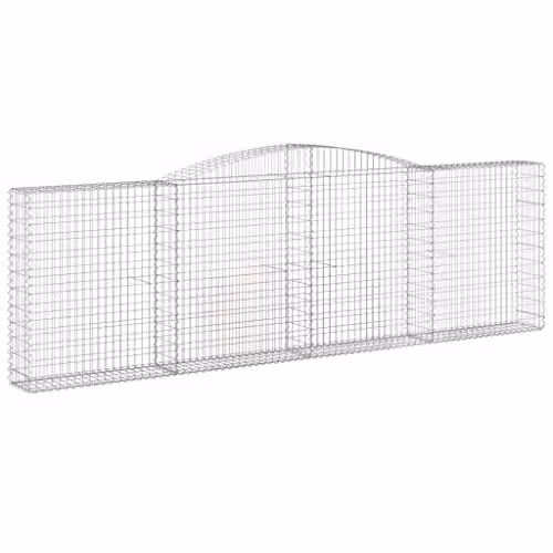 vidaXL Arched Gabion Baskets, 10 Pieces, Silver Galvanised Steel, W: 400 cm, D: 30 cm, H: 120/140 cm