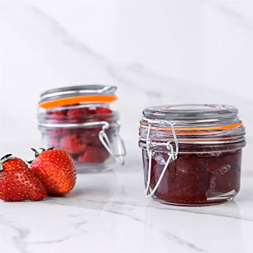 Argon Tableware 6 Pack Glass Spice Jars with Airtight Metal Clip Lids and Labels, 125ml, Transparent – 2