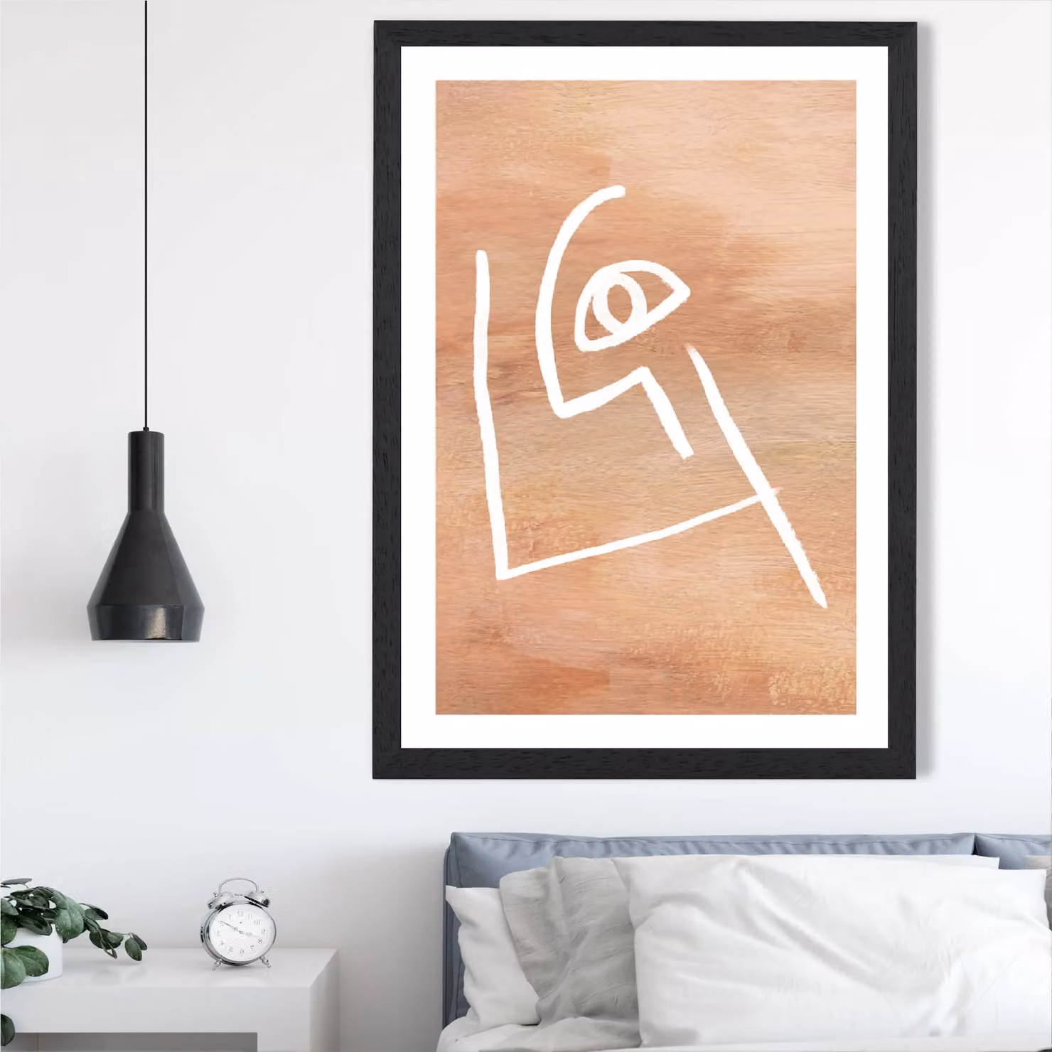 ARTZE Picasso Style Abstract Terracotta Face Framed Print, Black Frame, A3 – 2