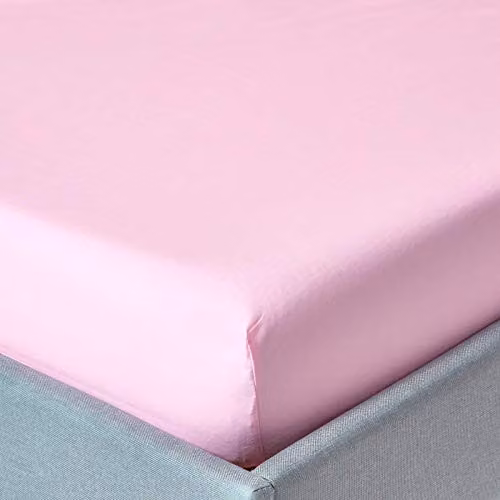 Homescapes Pink Egyptian Cotton Percale Fitted Sheet, King Size 180 x 200 cm