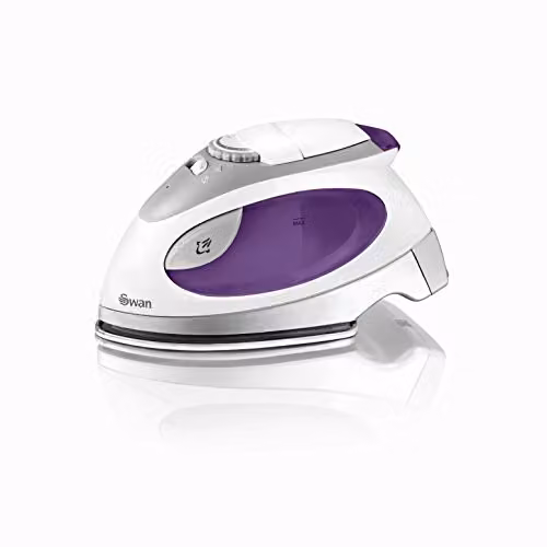 Swan Compact Foldable Travel Steam Iron with Pouch, 900W, Purple or White – 1
