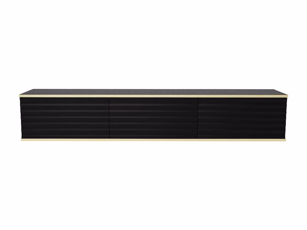 Vente-unique Alesar Wall-Mounted Corner TV Unit with 3 MDF Hinged Doors in Black and Gold, W/D/H: 170 x 35 x 30 cm – 2
