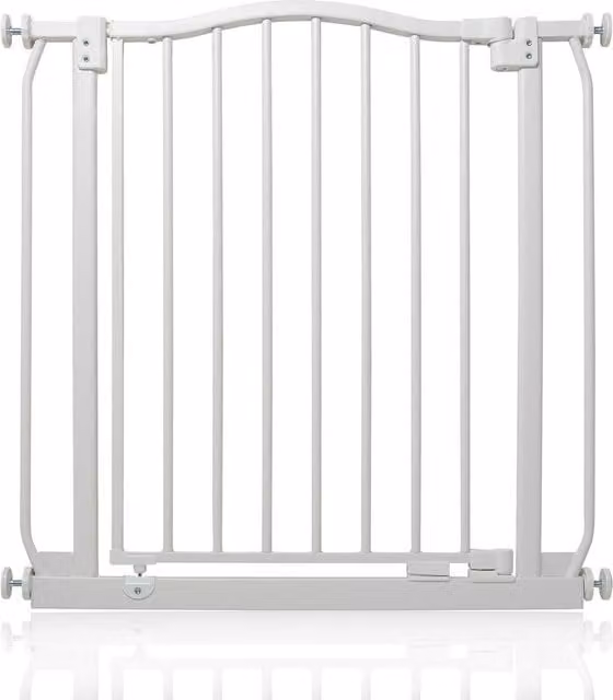 Safetots Extendable Curved Top Safety Gate in White for Doors and Stairs