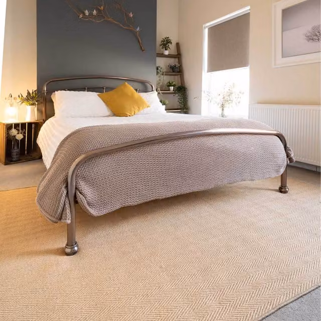 The Rug House Natural Border Jute and Cotton Woven Area Rug in Brown and Beige, W: 290 cm, D: 200 cm