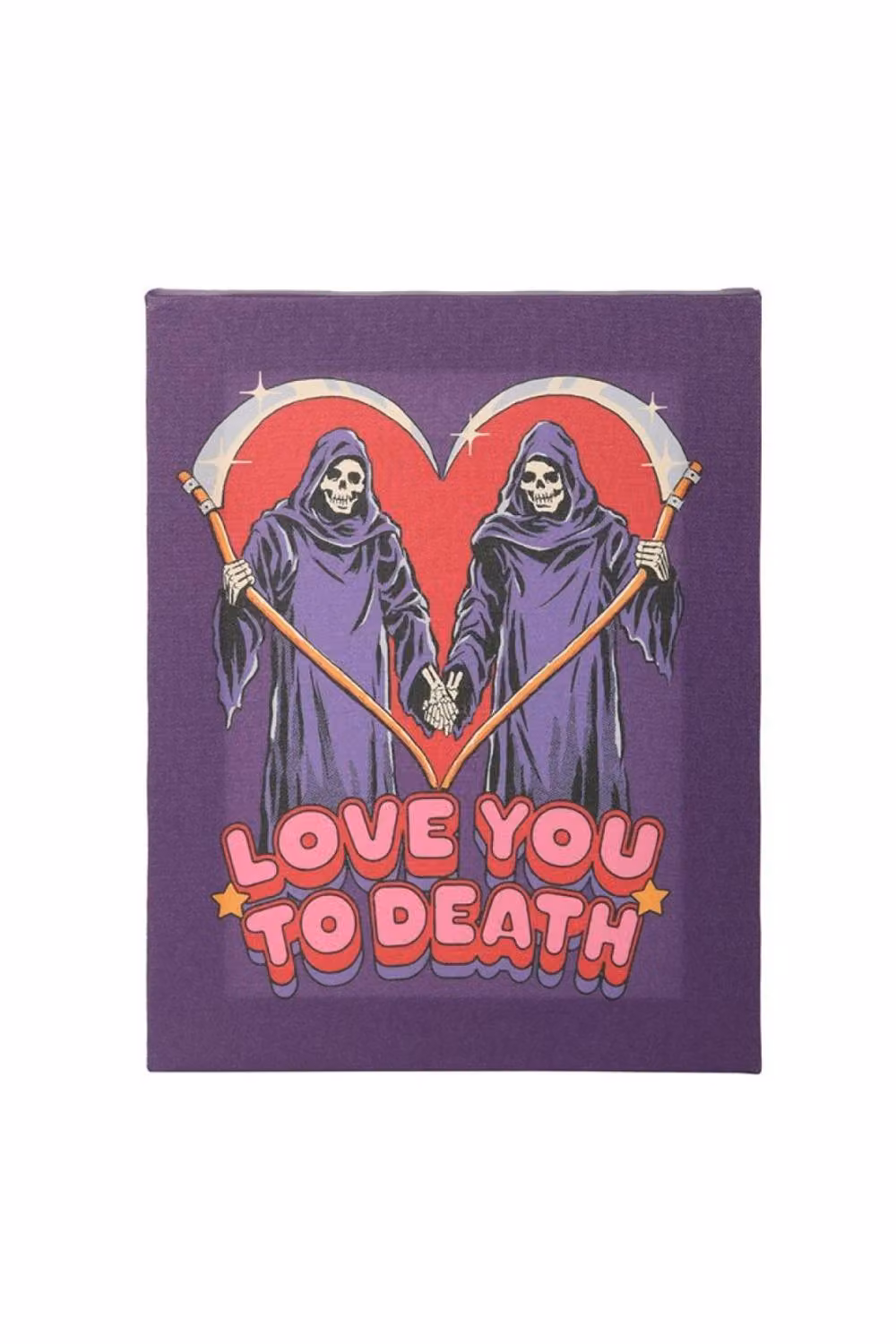 KDMD Love You To Death Canvas Plaque in Blue and Purple, W: 19 cm, H: 25 cm – 2
