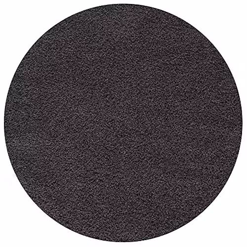 THE RUGS Round Shaggy Soft High Pile Rug, Grey, Diameter: 120 cm – 5