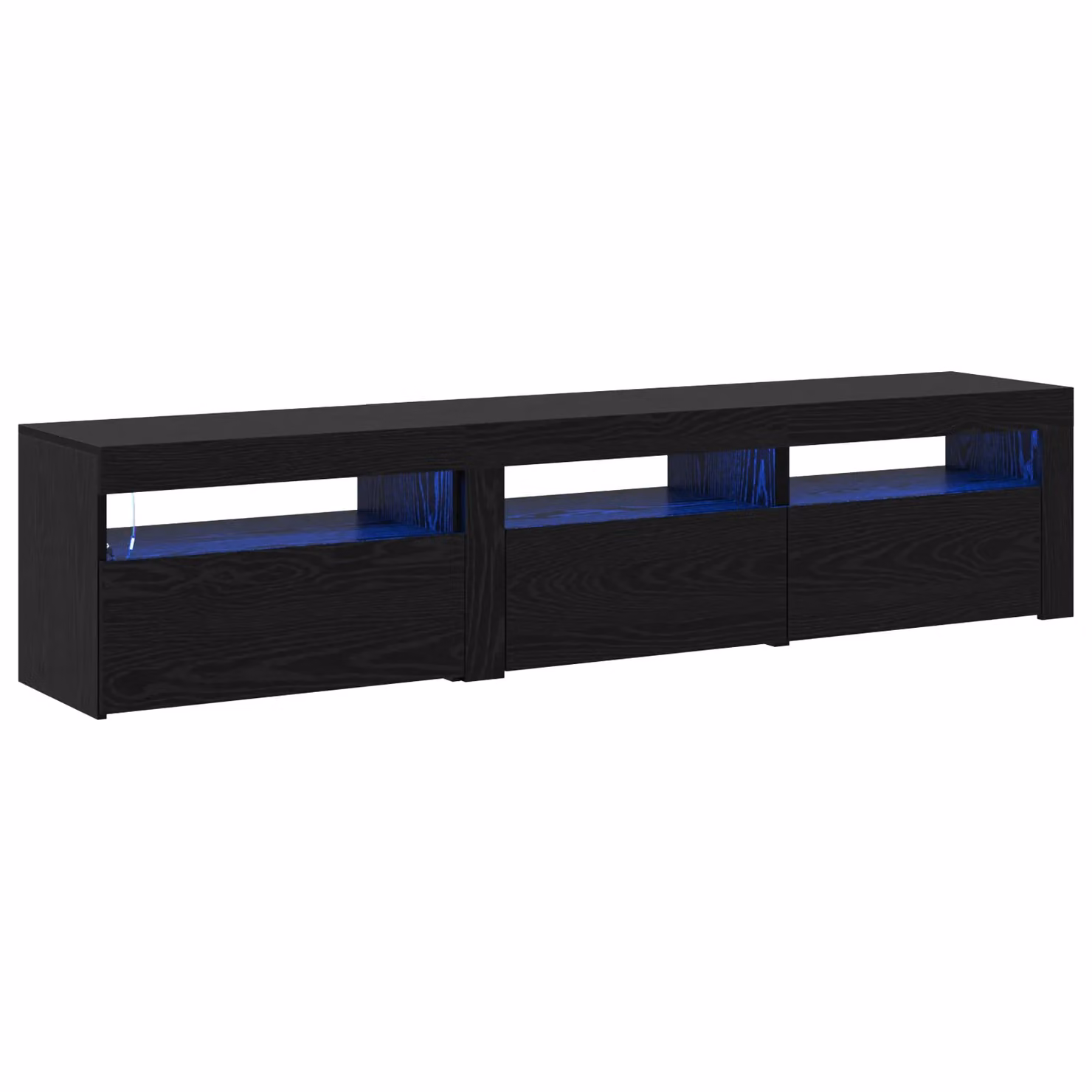 Berkfield Home Set of 2 Modern Black Oak TV Cabinets with Integrated LED Lighting and Sliding Doors – 2