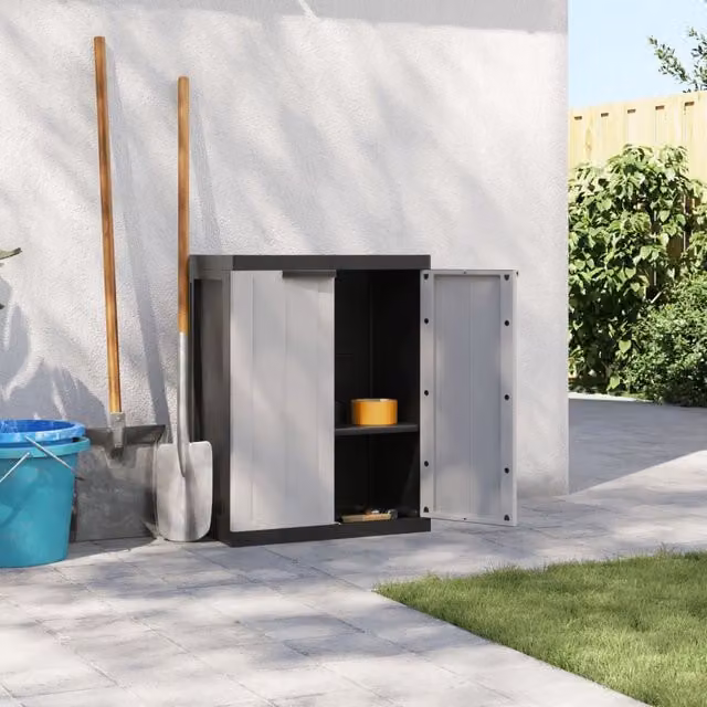 Berkfield Home Freestanding Outdoor Storage Cabinet in Grey and Black, W/D/H: 65 x 37 x 85 cm – 1