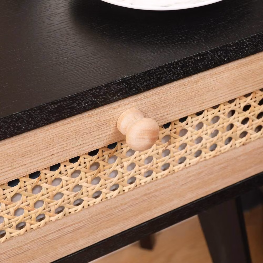 FORGEVIO Bedside Table Drawer Storage Cabinet in Natural and Black, W/D/H: 30 x 40 x 54.5 cm – 3