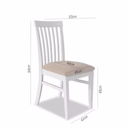 Statement Furniture Florence Wooden Dining Chairs Set of 2, White, W: 45 cm, D: 53 cm, H: 94 cm, Seat Height: 45 cm – 2