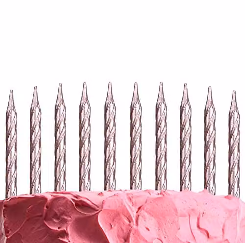 Shatchi 10-Piece Rose Gold Cake Topper Candles for Birthdays, Weddings and Anniversaries