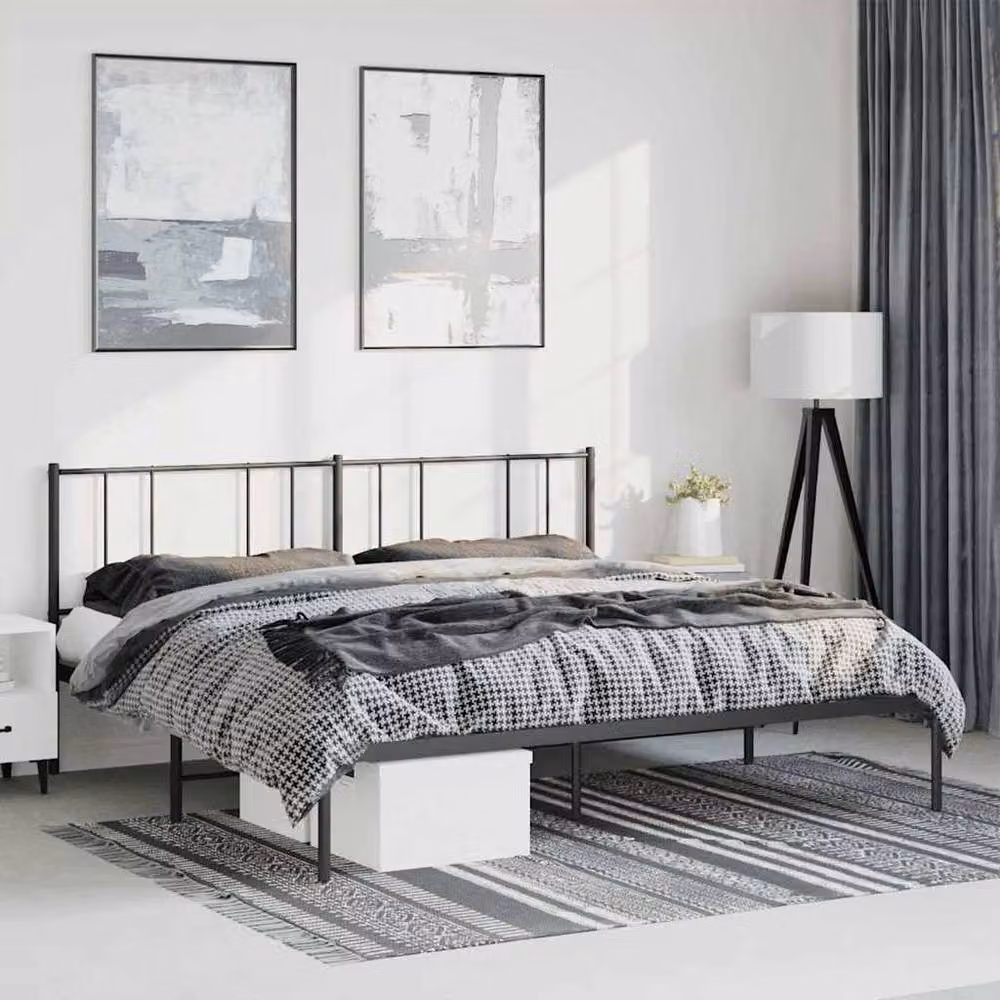 Berkfield Home Metal Bed Frame with Headboard in Black – 2