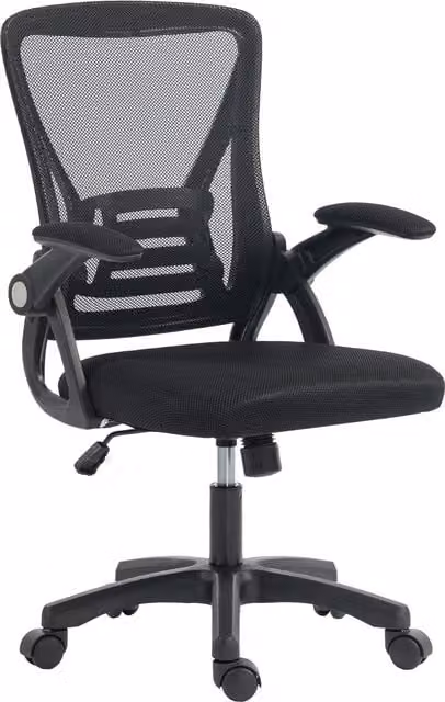 HOMCOM Modern Black Fabric Task Chair with Armrests and Castors – 1