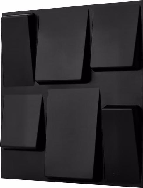NOVECRAFTO Geometric Square 3D Wall Panels in Matte Black with Adhesive Included