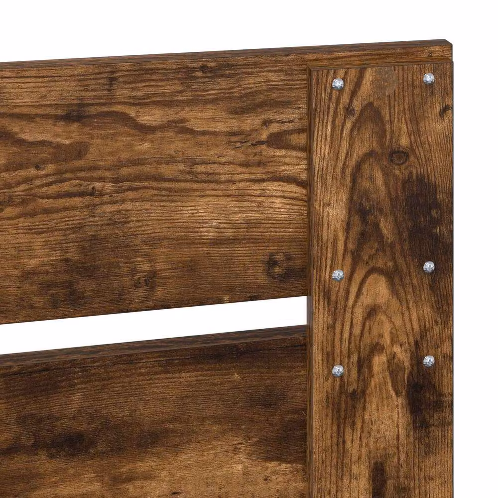 Berkfield Home Modern Bed Frame in Smoked Oak and Silver, W: 75 cm, L: 190 cm – 7