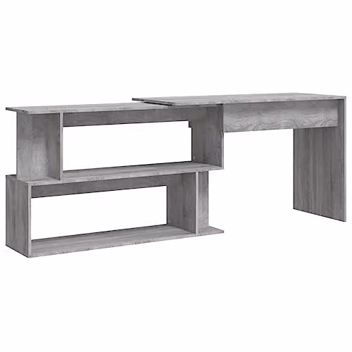 vidaXL Modern Corner Desk in Grey Sonoma, W/D/H: 200 x 50 x 76 cm, Engineered Wood – 1