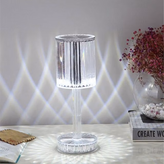 Komore Transparent Acrylic Table Lamp with Three-Colour Adjustable Lighting