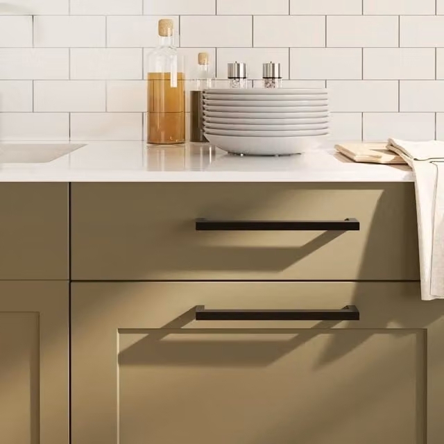 Berkfield Home Matt Black Stainless Steel Bar Cabinet Handles, 5 Pack, Length: 22.4 cm