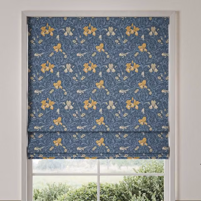 William Morris Iris Blue Floral Made To Measure Blackout Roman Blind