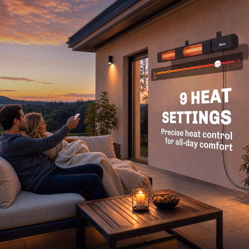 Outsunny 3000 W Electric Infrared Wall Mounted Patio Heater in Black – 5