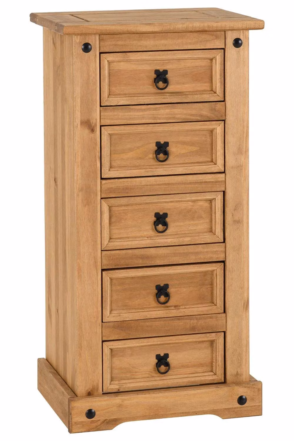 Seconique Corona 5 Drawer Narrow Chest in Brown Waxed Pine – 3