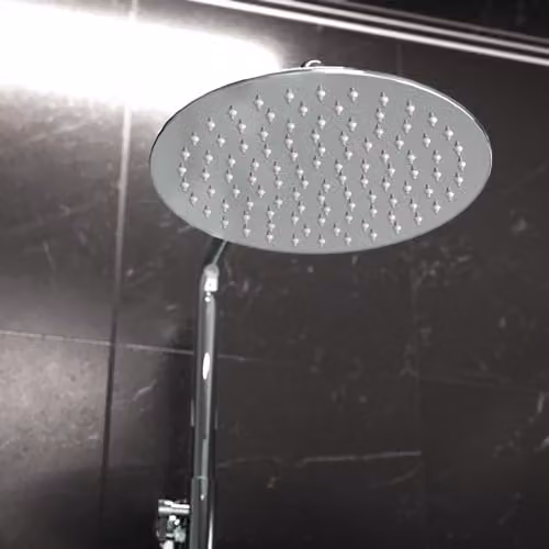 Nes Home Exposed Thermostatic Mixer Shower Set with Overhead Shower and Handheld Shower in Matte Black and Chrome – 2