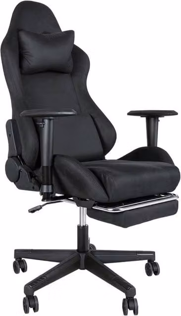 VOGREX Black Microfibre Reclining Gaming and Office Chair with Footrest and Headrest – 1