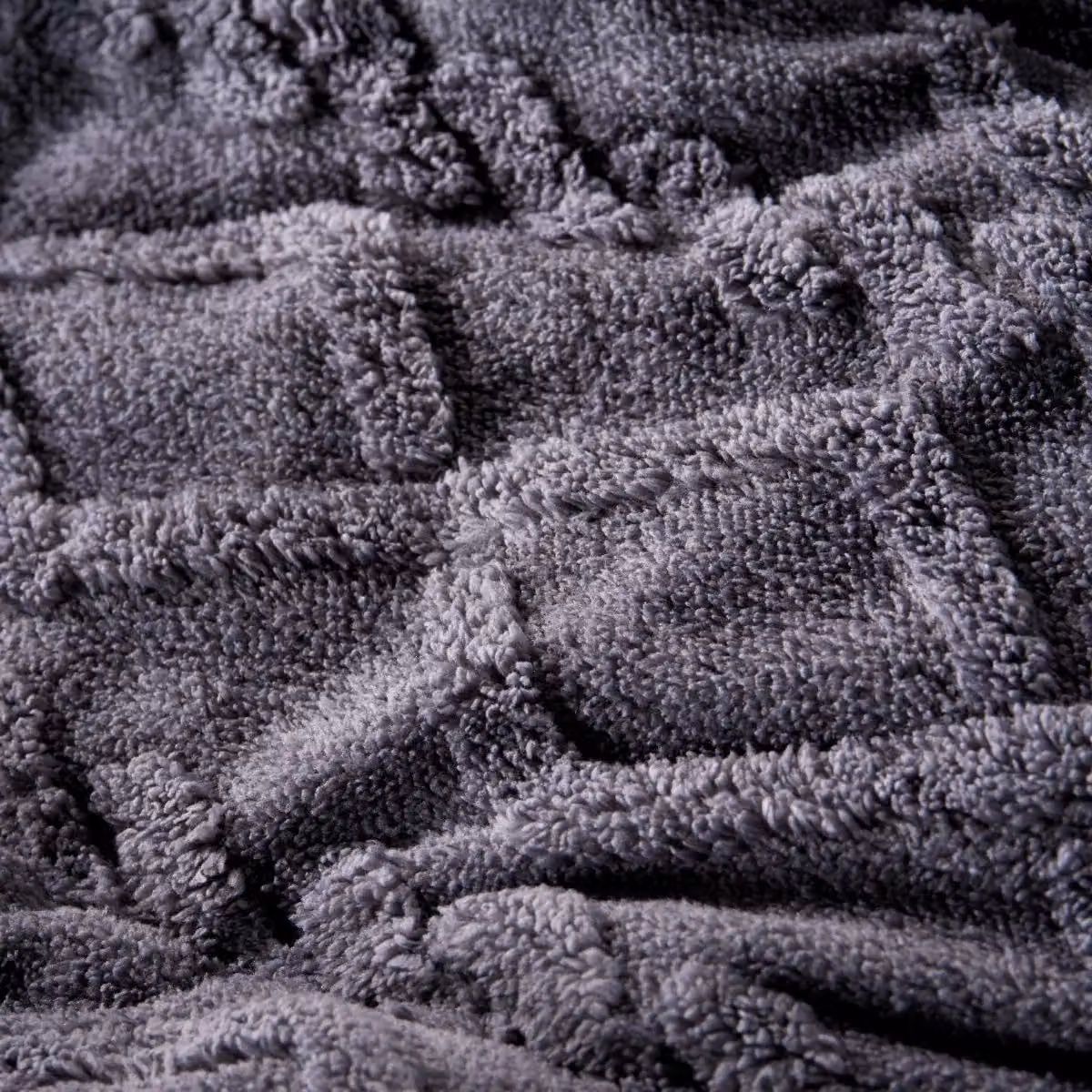 OHS King Size Cable Knit Teddy Fleece 10.5 Tog Coverless Duvet and Pillowcase Set in Dark Grey – 2