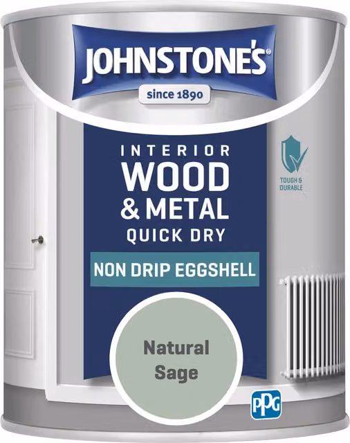 Johnstone's Quick Dry Eggshell Wood and Metal Paint, Natural Sage Green, 0.75 l