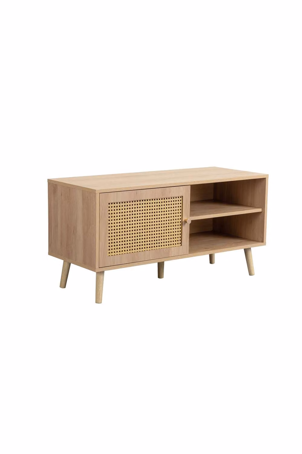 Birlea Croxley Small Oak and Rattan TV Unit in Brown – 3