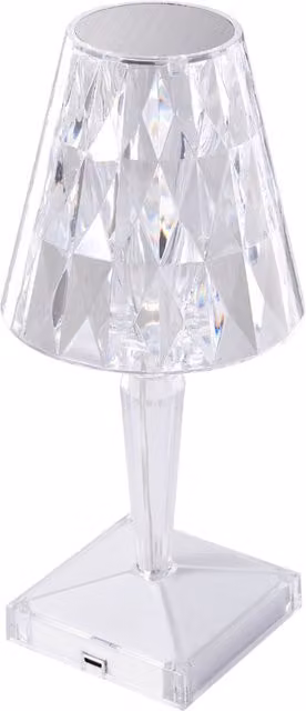 Living Star Crystal RGB LED Table Lamp with Remote Control and Dimmer, Transparent, Height: 25 cm