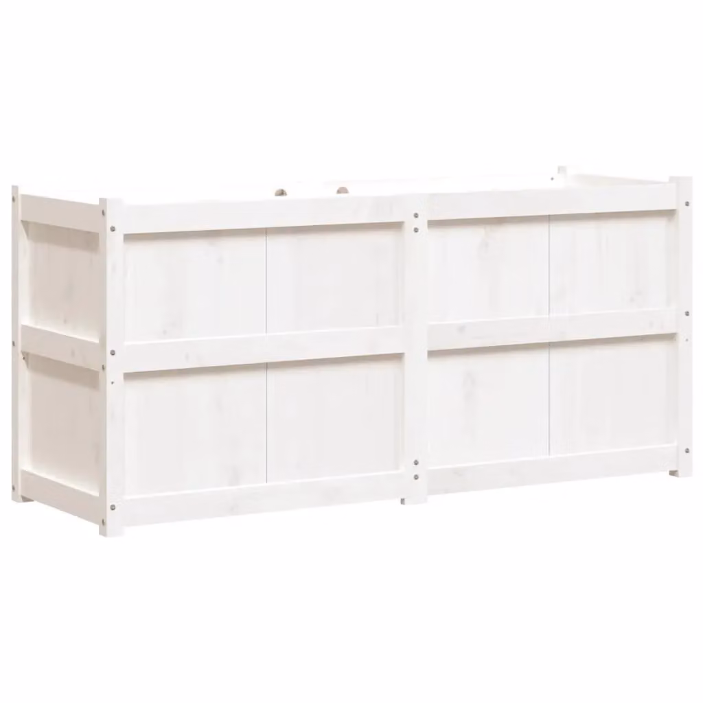Berkfield Home White Rustic Solid Wood Pine Garden Planter W/D/H: 150 x 50 x 70 cm – 2