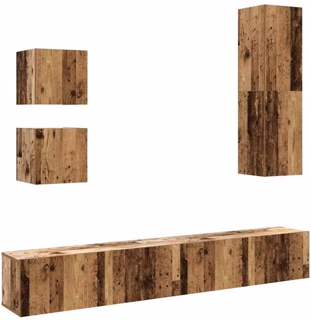 Berkfield Home 5 Piece Wall-mounted TV Cabinet Set in Brown Matt Engineered Wood – 1