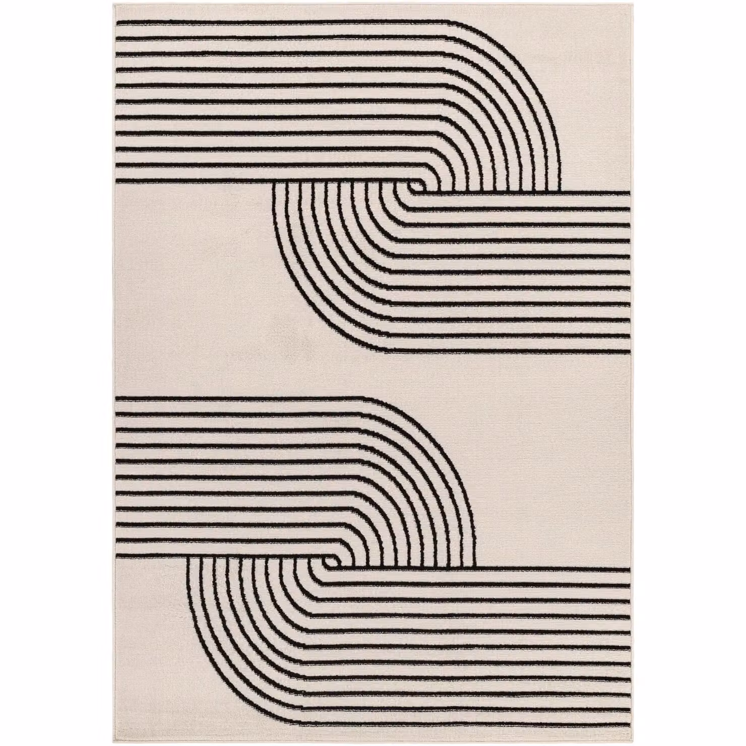 Livabliss Hialeah Abstract Modern Rug in White, Black and Beige, W/D/H: 80 x 220 cm – 6