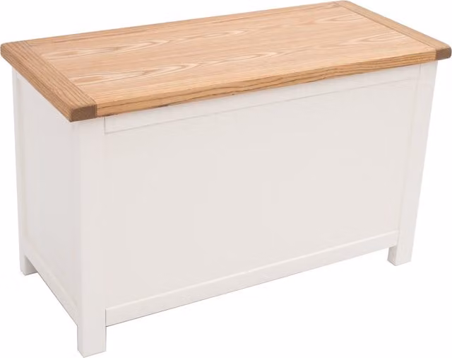 Cabinet Bits Lovere Off-White Ash Wood Storage Ottoman Blanket Box