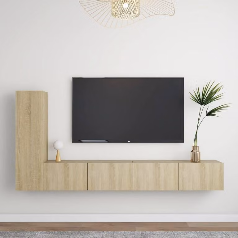 Berkfield Home Practical 3 Piece TV Cabinet Set in Sonoma Oak, Light Brown