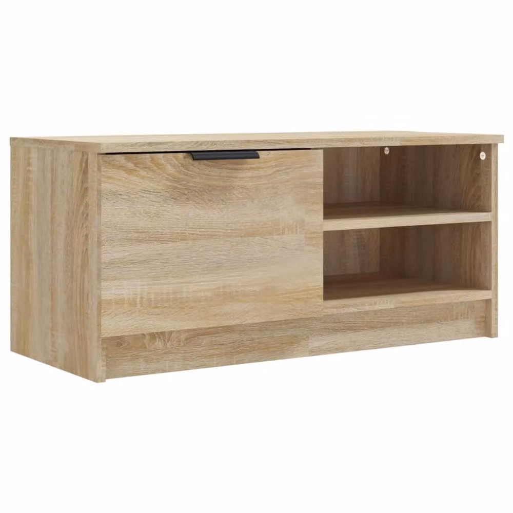Berkfield Home Modern TV Cabinet in Beige Oak Finish, W/D/H: 80 x 35 x 36.5 cm – 2