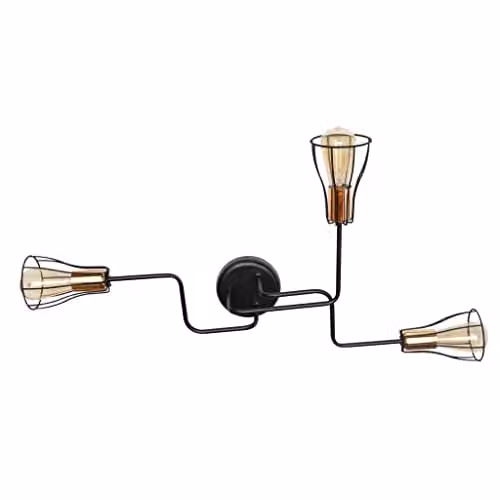 Netlighting Tube Multi Arm Semi Flush Ceiling Light in Black and Copper, 82 cm