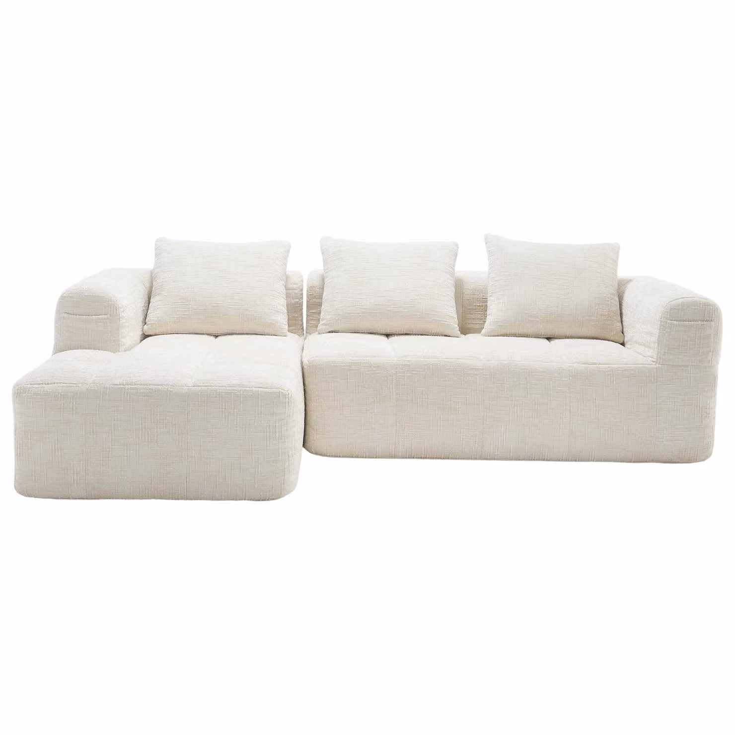 Aosom UK Modular L-Shaped Upholstered Sofa Bed with Sleeper Function and Scatter Cushions, Beige, W/D/H: 250 x 158 x 60 cm – 2