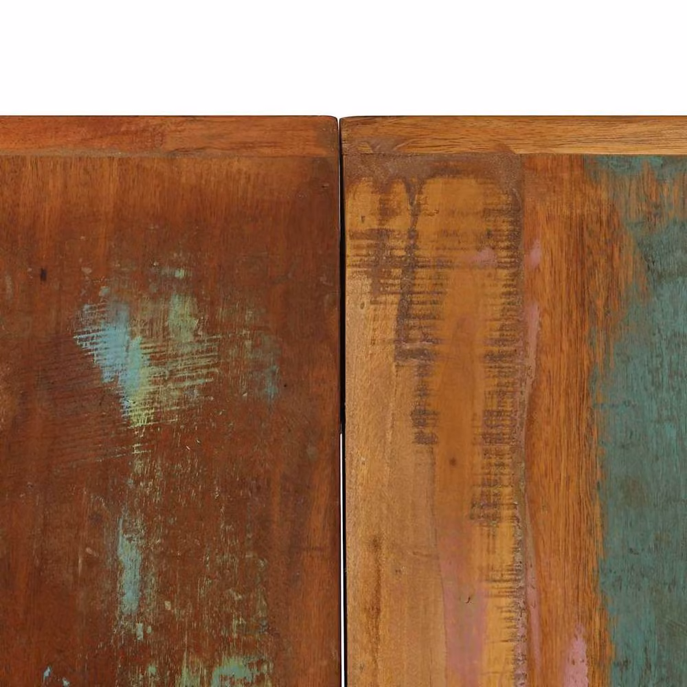 Berkfield Home Rectangular Dining Table in Multicolour Solid Reclaimed Wood with Sled Base, W/D/H: 140 x 70 x 75 cm – 4