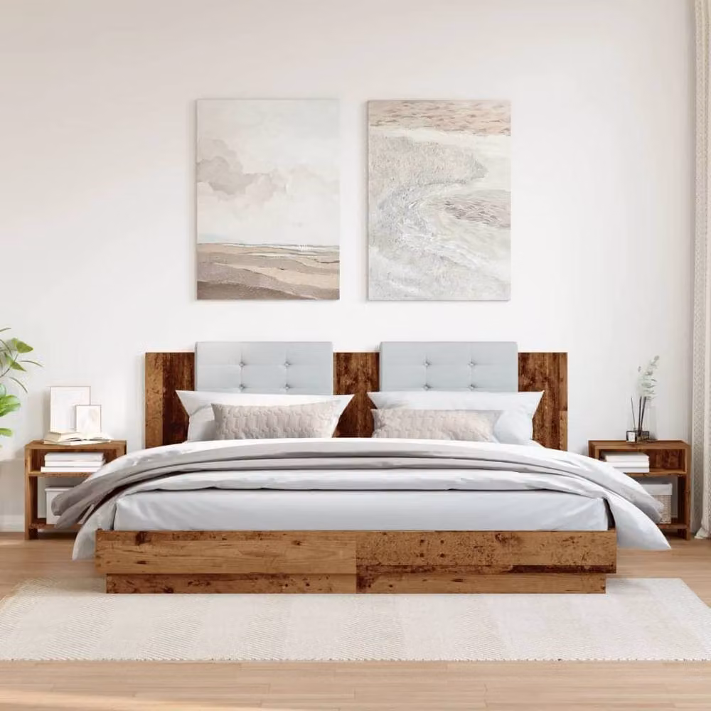 Berkfield Home Set of 2 Bedside Cabinets in Old Wood Brown, W/D/H: 40 x 30 x 40 cm – 3
