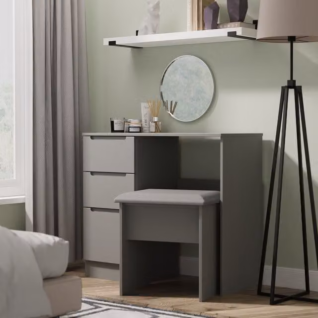 2 U Lucca Ready Assembled 3 Drawer Vanity in Dark Grey – 1