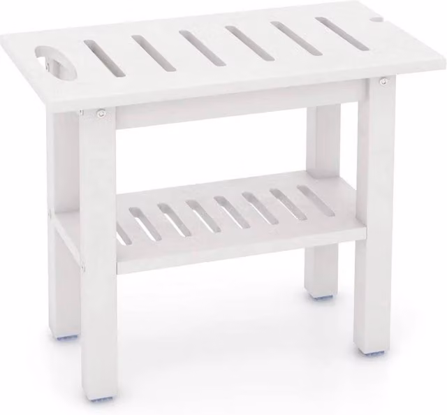 Kelvenix White Shower Bench with Non-Slip Drainage Seat and Hygiene Handle, W/D/H: 55 x 45 x 150 cm – 1