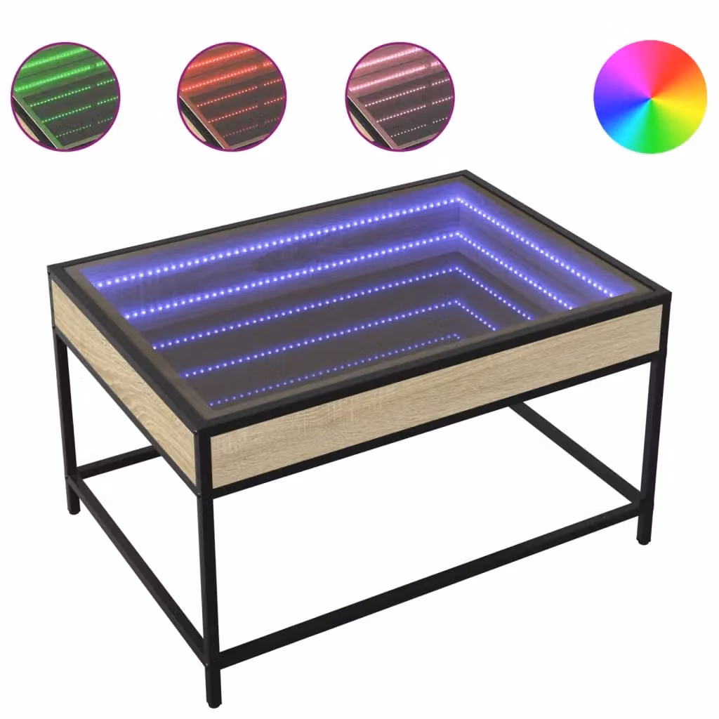 Berkfield Home Infinity LED Coffee Table in Sonoma Oak Brown, W: 70 cm, D: 50 cm, H: 41 cm – 2