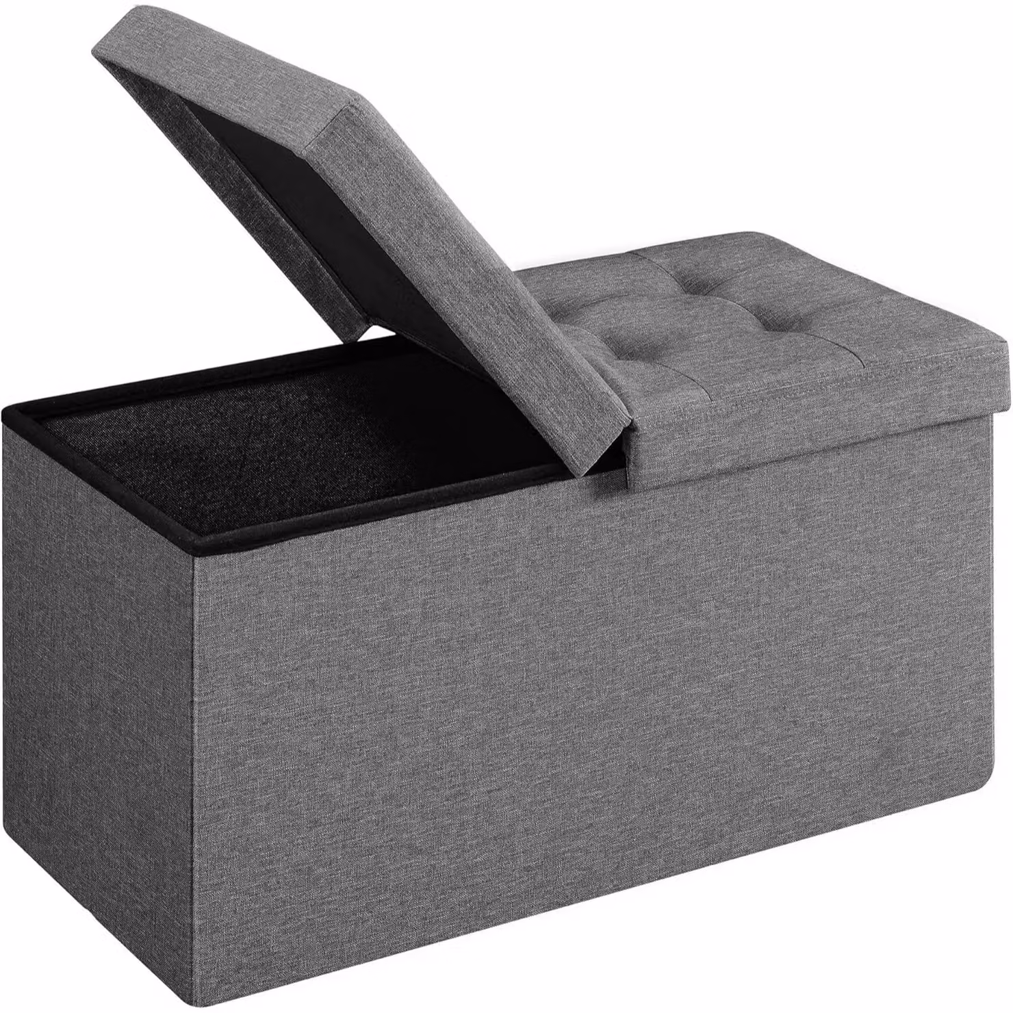 SONGMICS Medium Foldable Storage Bench Ottoman with Flipping Lid in Dark Grey – 4