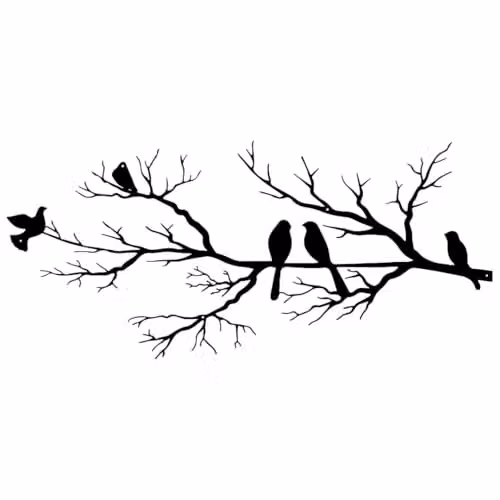 Your Home Rulez Black Metal Birds and Branch Wall Art, W: 75 cm, H: 37 cm – 2