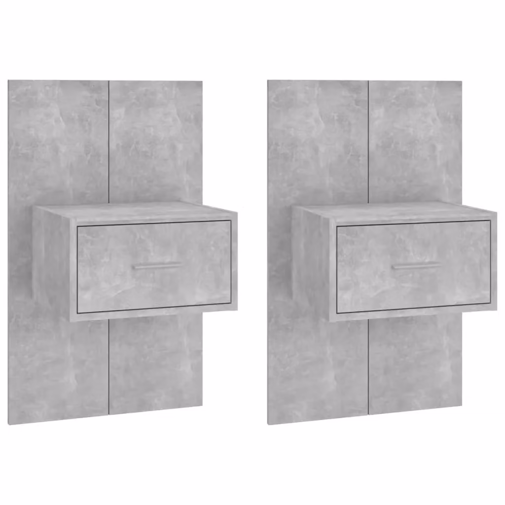 Berkfield Home Wall-mounted Bedside Cabinets, 2 Piece Set, Concrete Grey – 2