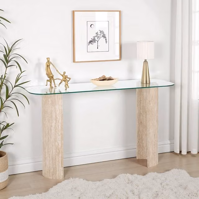Seconique Modena Rectangular Console Table in Oak and Glass